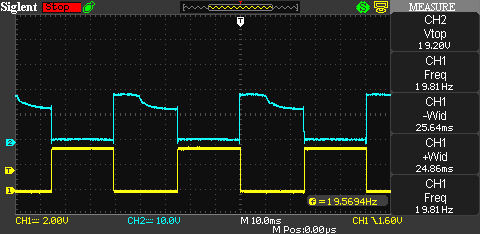 Oscilloscope trace of 1N4733 Zener and diode snubber.